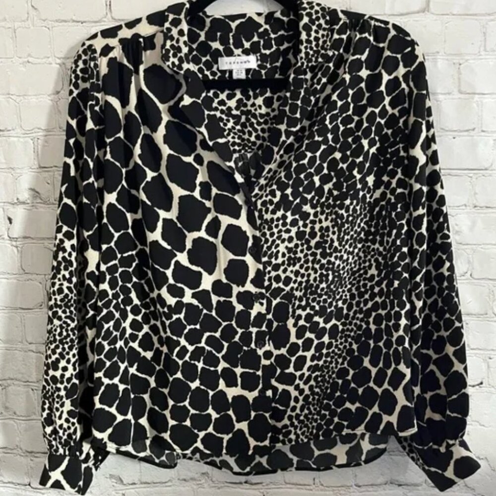 Topshop Animal Print Button Down Blouse - Like New